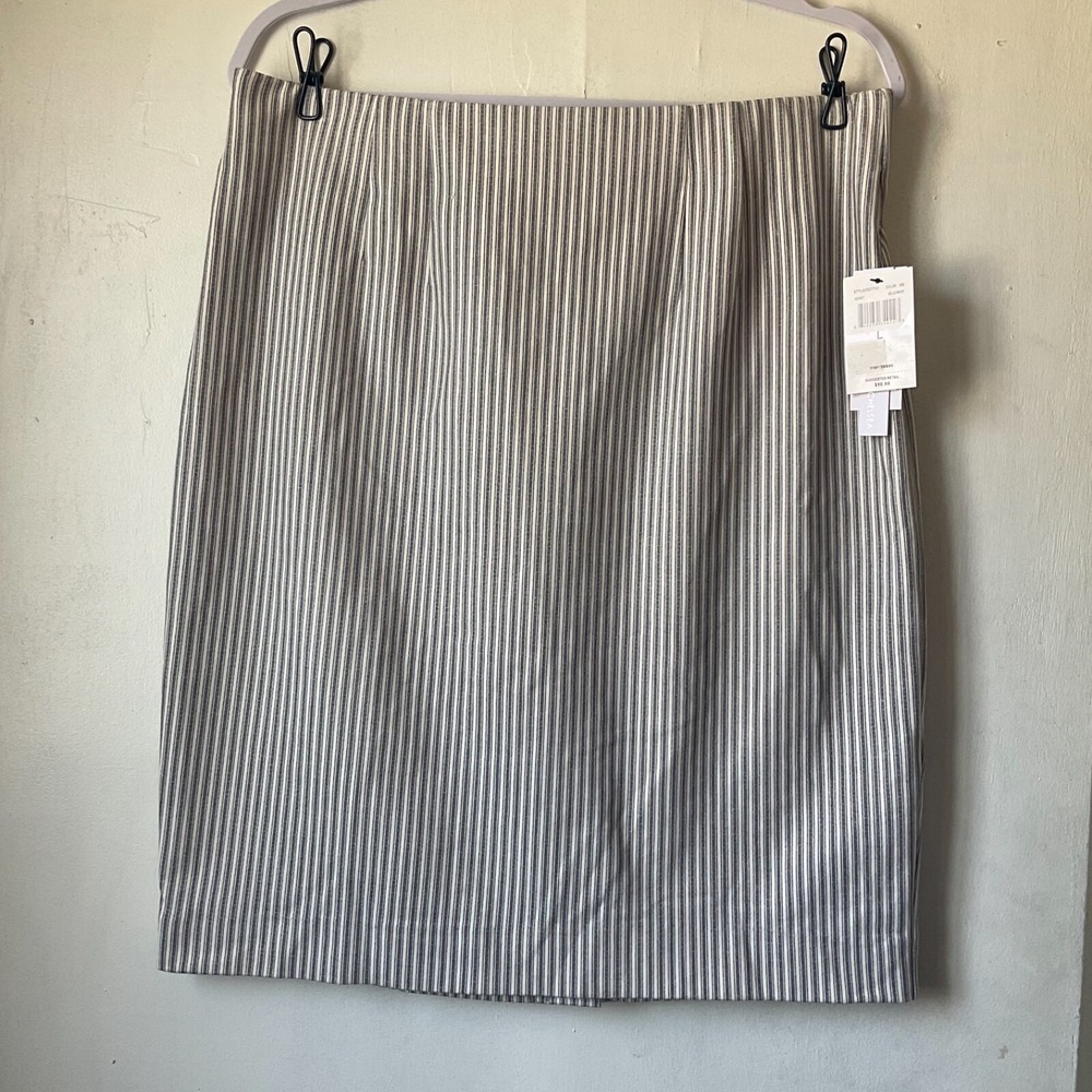 Amanda + Chelsea NWT Pencil Skirt Comfort-Waist Capsule Blue & White Stripes L